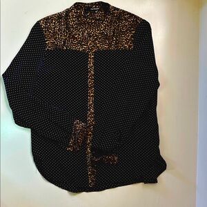 The Kooples Mixed Print Silk Animal Print Blouse S